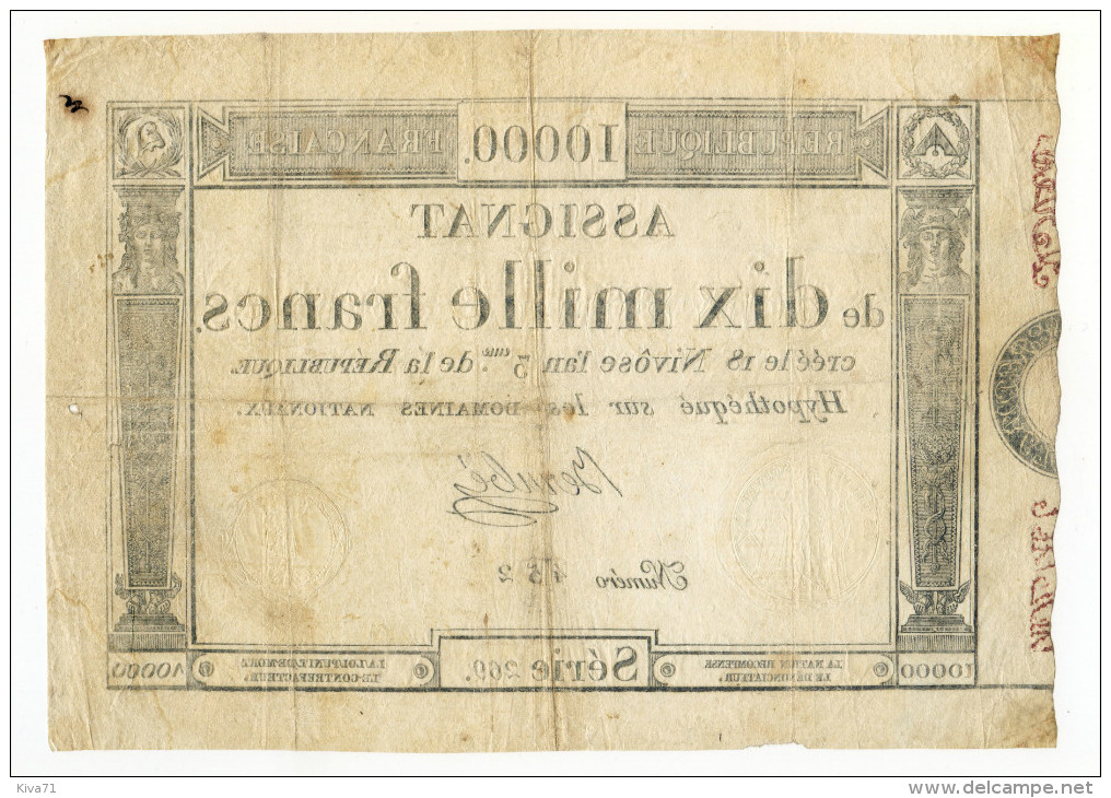 *Rare* Assignat  "Dix Mille Francs"  18 Nîvose An 3  TB+/TTB - Assignats & Mandats Territoriaux