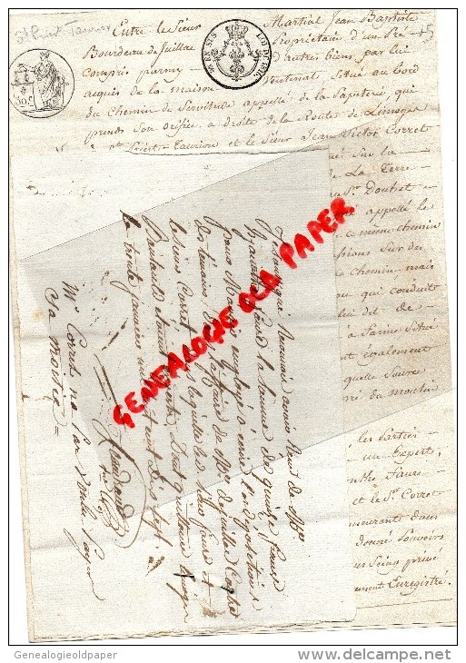 87 - SAINT PRIEST TAURION - MARTIAL J-B BOURDEAU DE JUILLAC ET JEAN VICTOR CORRET-MOULIN PAPIER-1877 - Manuscripts