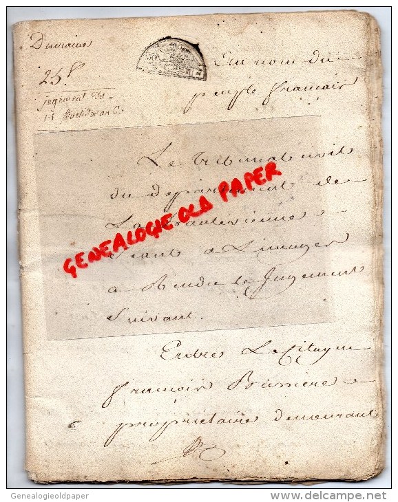 87 - ST SAINT PRIEST LIGOURE - THEREZE BOUTOT CHASSAIGNE LA RIBIERE RIVIERE- GERMAIN BUSSIERE-AN 6 - Manuskripte