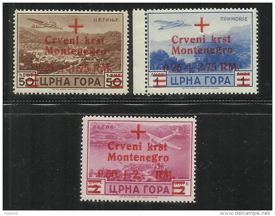 MONTENEGRO OCCUPAZIONE TEDESCA GERMAN OCCUPATION SOPRASTAMPATA AEREA SURCHARGED AIRMAIL SERIE COMPLETA COMPLETE SET MNH - Deutsche Bes.: Montenegro