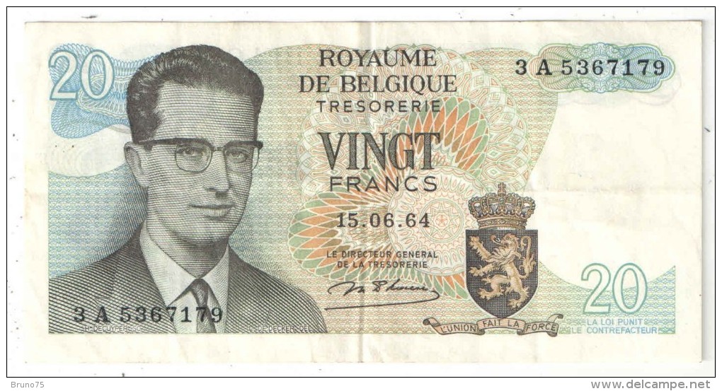 BELGIQUE - BELGIE - 20 Francs - 20 Frank - 1964 - Other & Unclassified