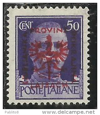 OCCUPAZIONE ITALIANA ITALY OVERPRINTED SOPRASTAMPATO D' ITALIA 1944 LUBIANA TEDESCA GERMAN OCCUPATION CENT. 50 MNH - Duitse Bez.: Ljubljana