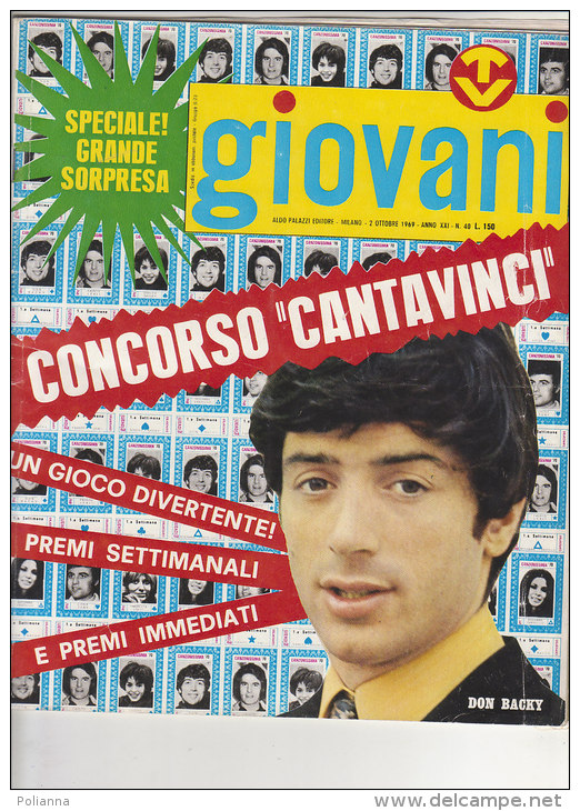 RA#44#06 GIOVANI TV N.40/1969/FIGURINA CANZONISSIMA : OMBRETTA COLLI/ROSSANO/PATTY PRAVO - Musique