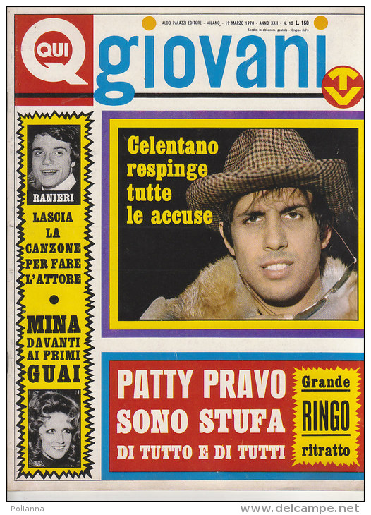 RA#44#19  QUI GIOVANI N.12/1970 POSTER RINGO/CELENTANO/PATTY PRAVO/TOM JONES - Música