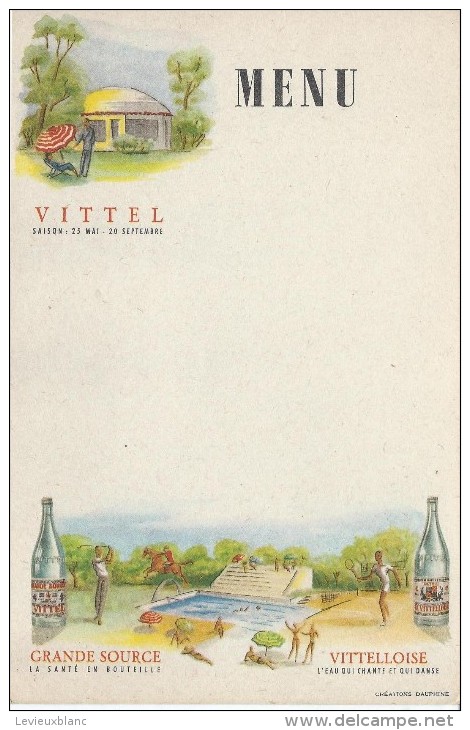 Menu / Vierge/Vittel/Saison 25 Mai -20 Septembre/ Grande Source/Vittelloise /vers 1935      MENU100 - Menus