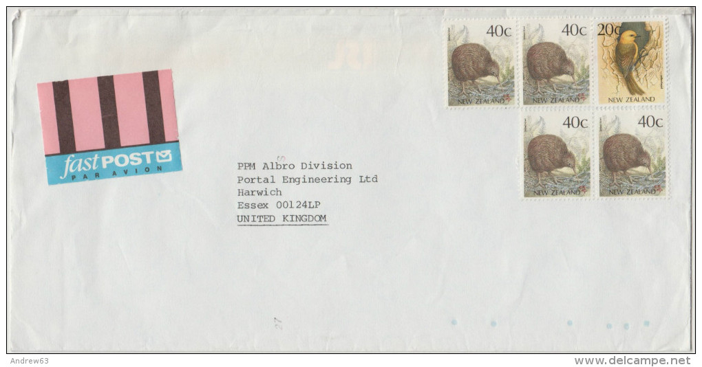 NUOVA ZELANDA - NEW ZEALAND - Not Cancelled - 4 X Brown Kiwi + YellowHead - Air Mail - World Stamp Exhibition Aucklan... - Covers & Documents