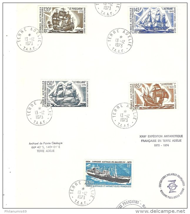 TAAF 1972/1974 - EXPEDITION ANTARCTIQUE FRANCAISE EN TERRE D'ADELIE - STATION DUMONT D'URVILLE - Non Dentelés, épreuves & Variétés