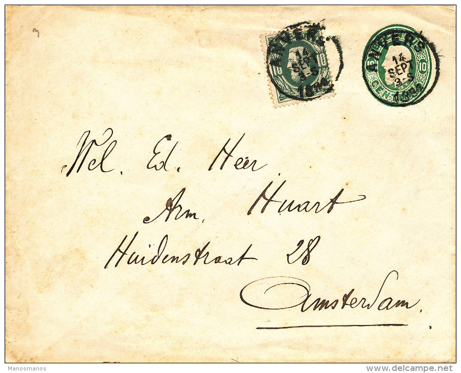 872/22 - Enveloppe Ovale Vert + TP 30 ANVERS 1884 Vers AMSTERDAM NL - TARIF PREFERENTIEL - Covers