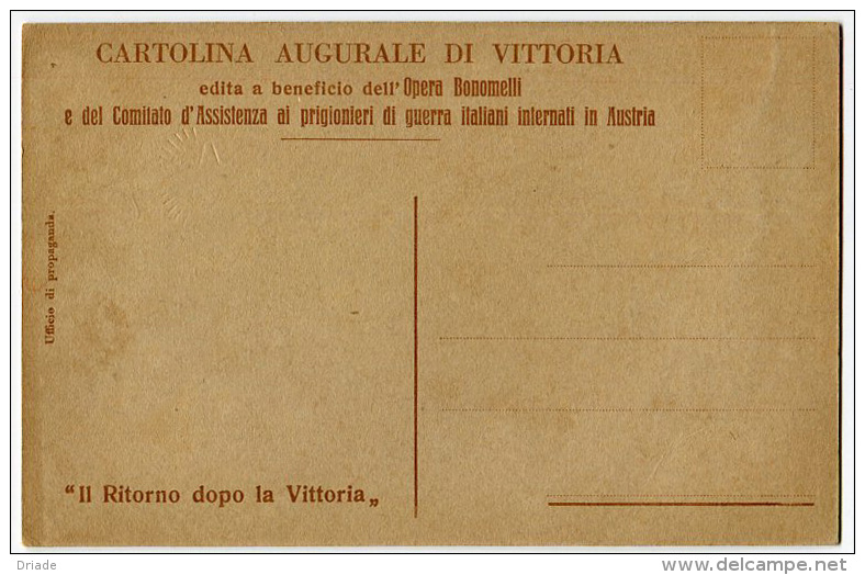 CARTOLINA AUGURALE DI VITTORIA A BENEFICIO OPERA BONOMELLI E DEL COMITATO ASSISTENZA PRIGIONIERI GUERRA AUSTRIA - Prigione E Prigionieri