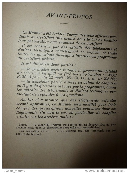 1951 MANUEL Du Gradé :PISTOLET AUTOMAT,P-M;CARABINE;MITRAILLEUSES;FUSIL ;LANCE-ROQUETTE;GRENADES; MINE;EXPLOSIF;GAZ..etc - Français