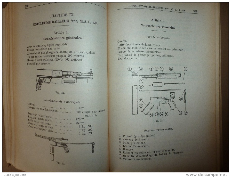 1951 MANUEL du Gradé :PISTOLET AUTOMAT,P-M;CARABINE;MITRAILLEUSES;FUSIL ;LANCE-ROQUETTE;GRENADES; MINE;EXPLOSIF;GAZ..etc