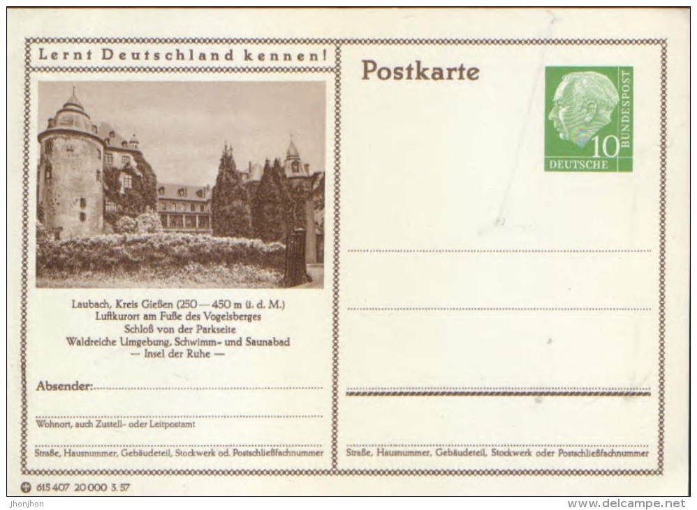 Germany/Federal Republic - Stationery Postcard Unused - P24 -  Laubach, Kreis Giessen - Cartes Postales - Neuves