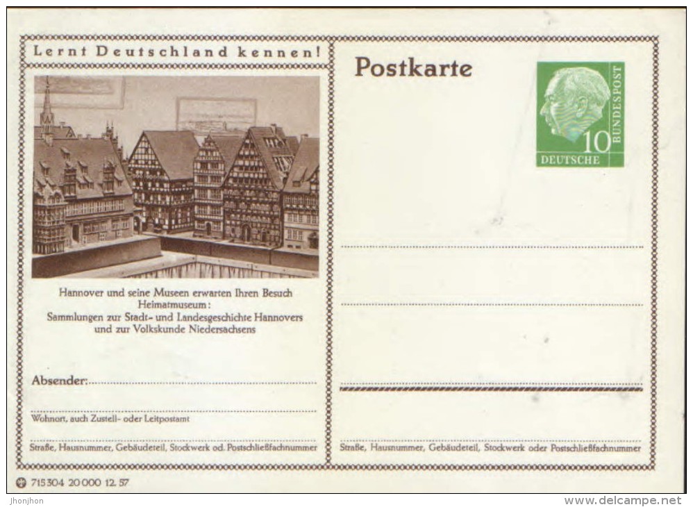 Germany/Federal Republic - Stationery Postcard Unused - P24 - Hannover Und Seine Museen - Cartes Postales - Neuves