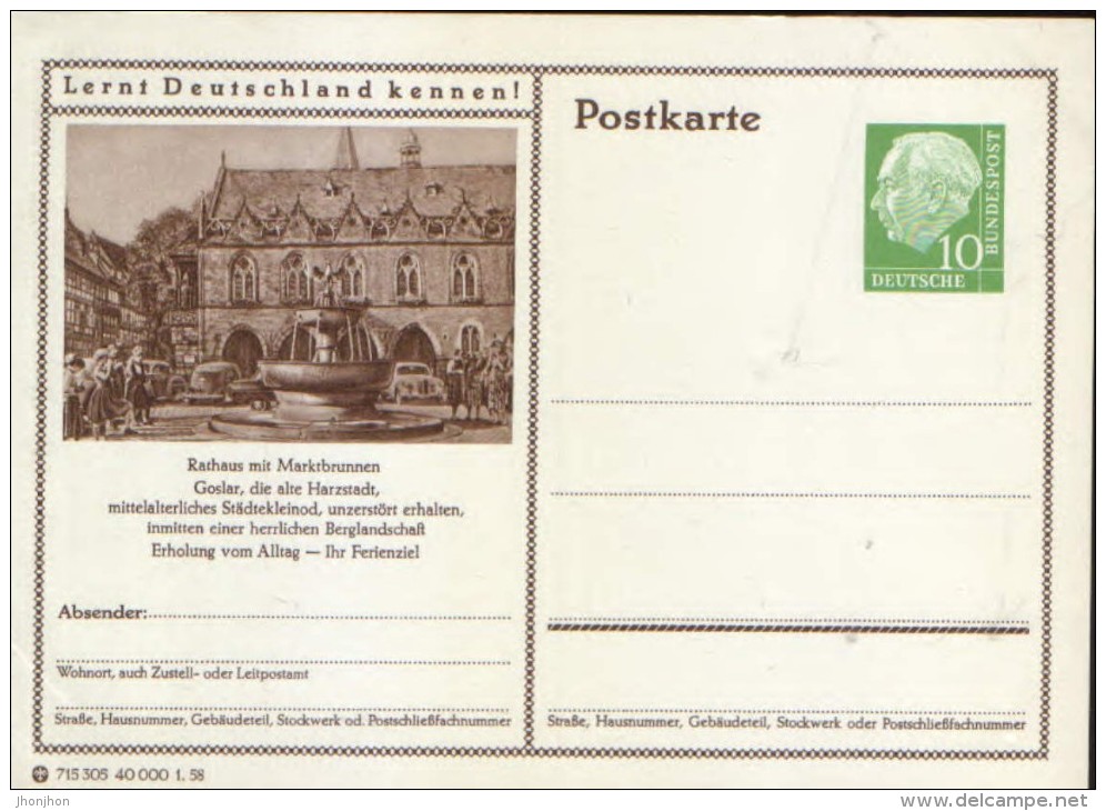 Germany/Federal Republic - Stationery Postcard Unused - P24 -Rathaus Mit Marktbrunnen Goslar - Cartes Postales - Neuves