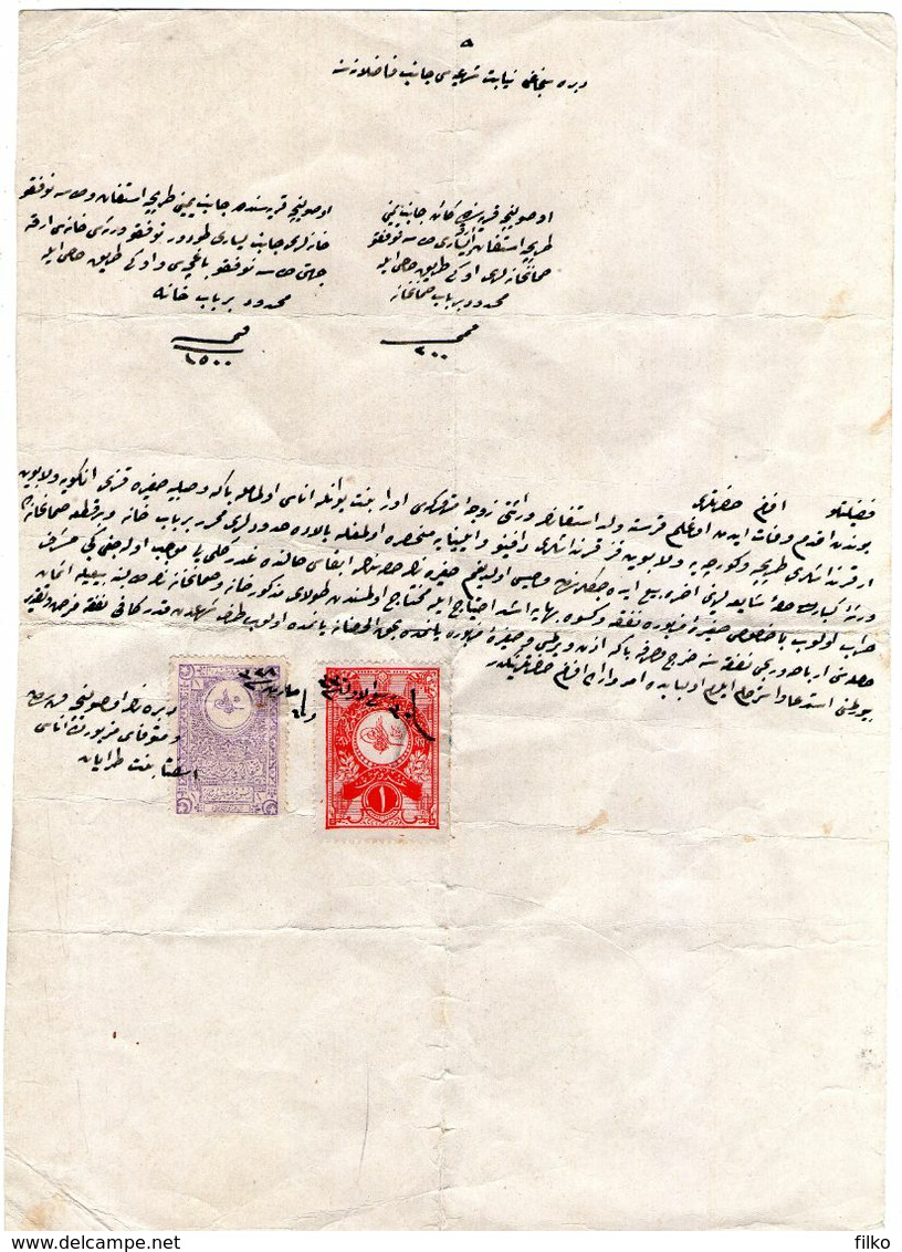 Ottoman Tugra Stamps,local Communty Document With Revenue Stamps,1905,as Scan - Covers & Documents