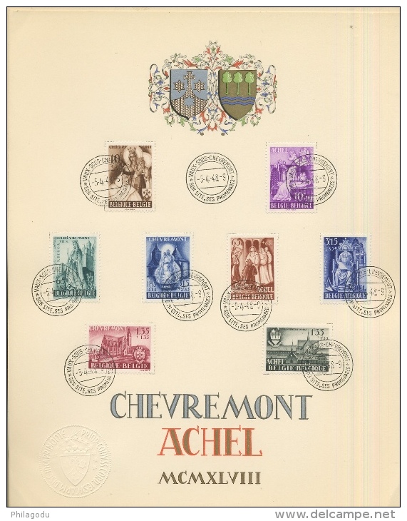 5 Paires De Souvenirs  Abbayes D´ACHEL Et CHEVREMONT   Avril 1948  Cote 380 Euros - Cartas & Documentos