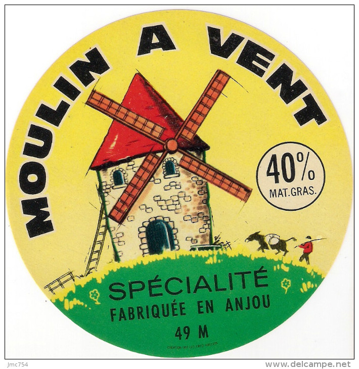 Etiquettes De Fromage. Moulin à Vent.  Anjou (49).   Neuve - Fromage