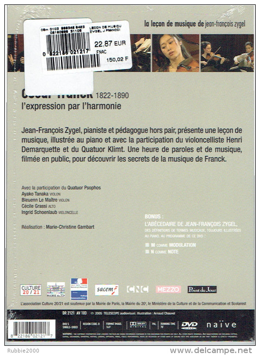 LA LECON DE MUSIQUE DE JEAN FRANCOIS ZYGEL MUSIQUE DE FRANCK AVEC HENRI DEMARQUETTE ET QUATOR KLIMT - Concerto E Musica