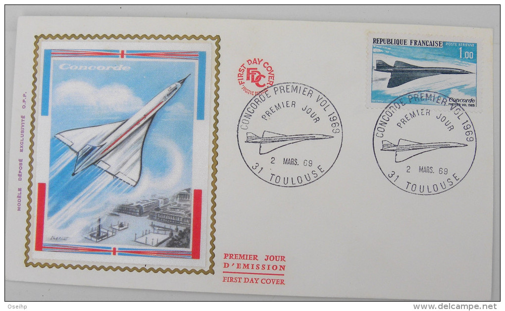 Lot 46 Enveloppes Premier Jour Soie Année 1969 - Croix Rouge  Aviation Europa Concorde Marianne