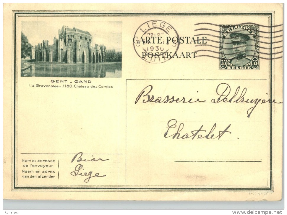 080298 ALBERT- POSTAL CARD GENT-GAND (´S GRAVEMSTEEM.1180.CHATEAU DE COMTES - LIEGE//LUIK 1930  [NORMAL WEAR] - Postcards 1909-1934