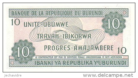 BURUNDI    10 Francs  Emission Du 01-10-1991   Pick 33b    ***** BILLET  NEUF ***** - Burundi