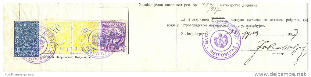 Kingdom YU. Fiscal Revenue Tax Stemps. State´s And Vel. Beckerek (Ptrovgrad) Municipal´s Stemp. 1933. - Covers & Documents