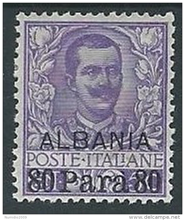 1907 LEVANTE ALBANIA FLOREALE 80 PA SU 50 CENT LUSSO MH * - ED963 - Albanië