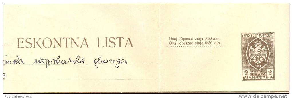 Kingdom YU. Fiscal  Imprinted Revenue Tax Stemps  . 1934. - Storia Postale