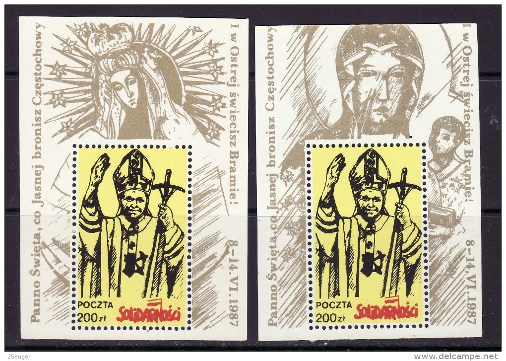 POLAND SOLIDARNOSC - 1987 POCZTA SOLIDARNOSC  - POPE JP II  MS  MNH - Vignettes Solidarnosc