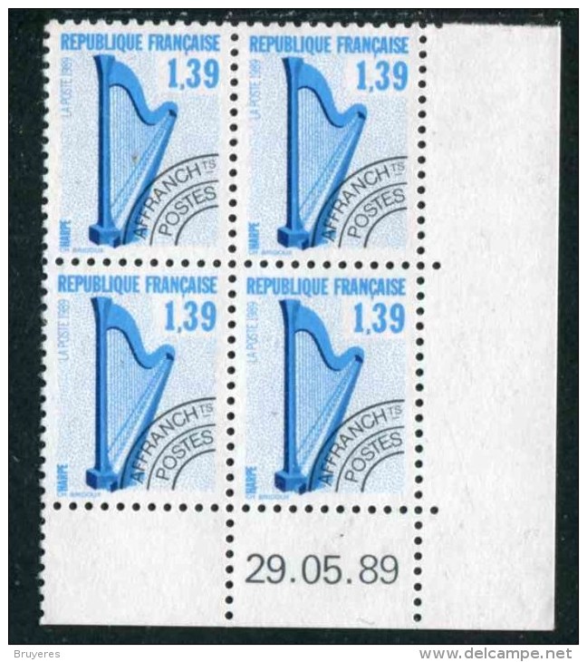 Bloc De 4 Timbres** De 1989  "1,39 - Instruments De Musique : Harpe"  Avec Date  29.05.89 - Precancels