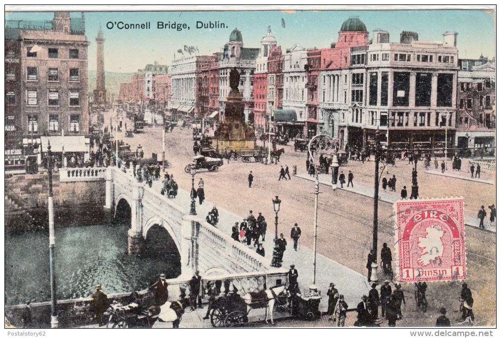 Dublin, O' Connell Bridge. Post Card Used To Naples1935 - Storia Postale