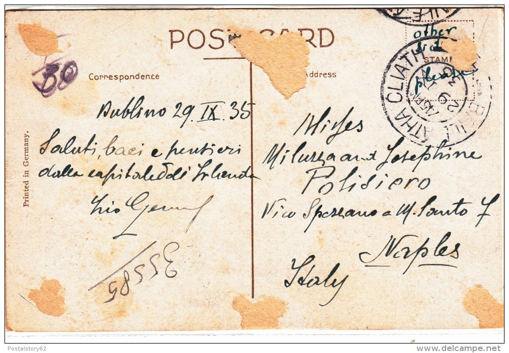 Dublin, O' Connell Bridge. Post Card Used To Naples1935 - Storia Postale