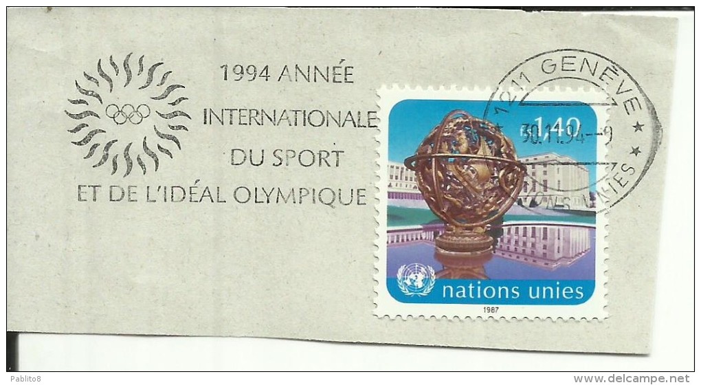 UNITED NATIONS GENEVE GINEVRA SVIZZERA ONU - UN - UNO 1987 ARMILLARY SPHERE PALAIS DES NATIONS USATO USED OBLITERE´ - Oblitérés