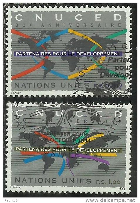 UNITED NATIONS GENEVE GINEVRA SVIZZERA ONU - UN - UNO 1994 CARTES-DEVELOPPEMENT CNUCED UNCTAD USED USATO OBLITERE´ - Oblitérés