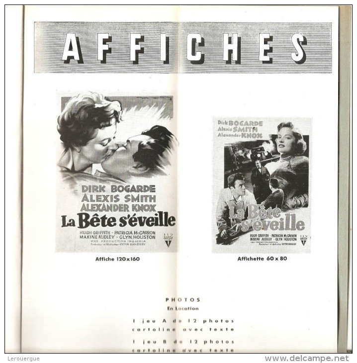 TOUTE LA PUBLICITE POUR : LA BETE S EVEILLE ( THE SLEEPING TIGER ) DE VICTOR HANBURY - Cinema Advertisement