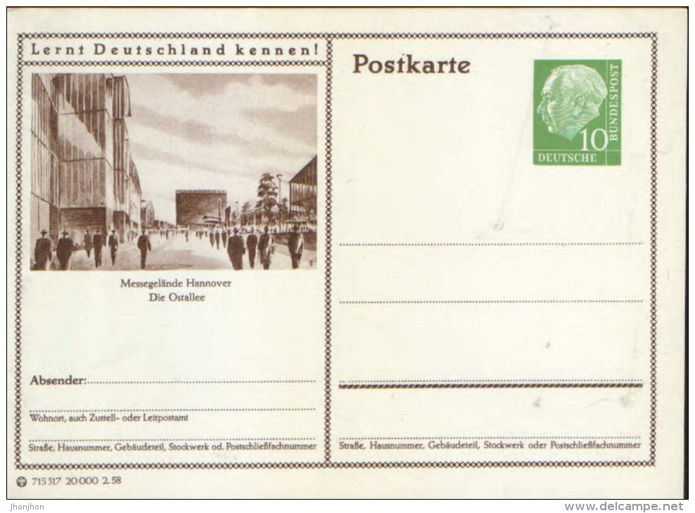 Germany/Federal Republic - Stationery Postcard Unused - P24 - Messegelande Hannover - Cartes Postales - Neuves