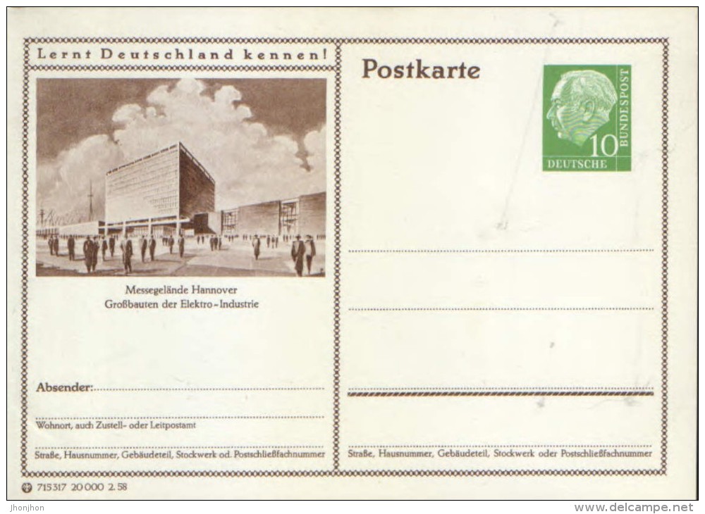 Germany/Federal Republic - Stationery Postcard Unused - P24 - Messegelande Hannover - Cartes Postales - Neuves