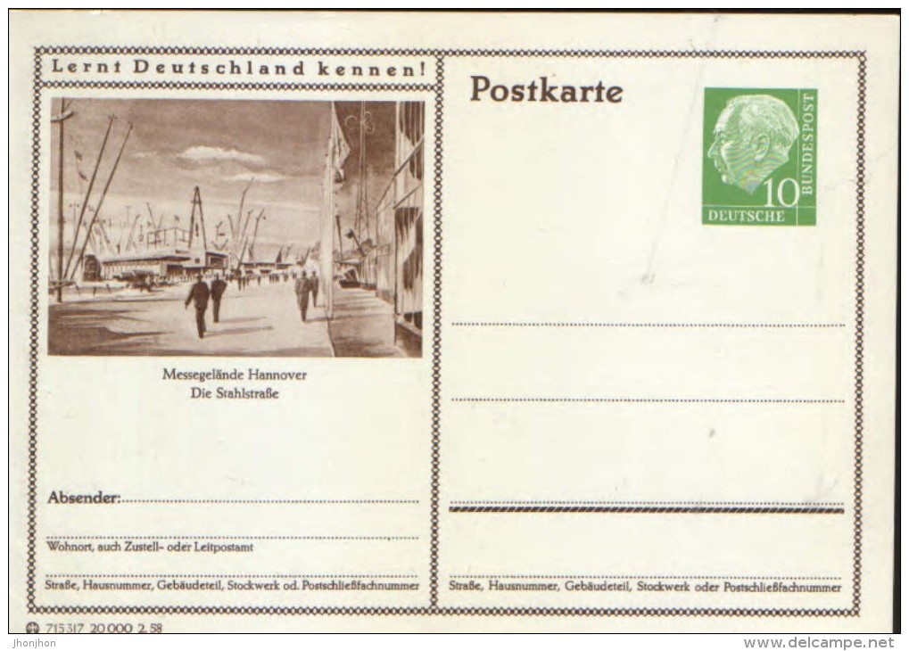 Germany/Federal Republic - Stationery Postcard Unused - P24 - Messegelande Hannover - Cartes Postales - Neuves