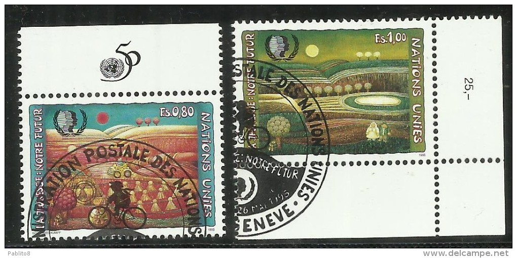 UNITED NATIONS GENEVE GINEVRA SVIZZERA ONU - UN - UNO 1995 Jeunesse Notre Futur YOUTH YEAR USATO USED OBLITERE´ - Used Stamps