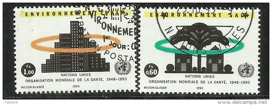 UNITED NATIONS GENEVE GINEVRA SVIZZERA ONU - UN - UNO 1993 HEALTH SANTE HEALTHY ENVIRONMENT SALUTE USATO USED OBLITERE´ - Used Stamps