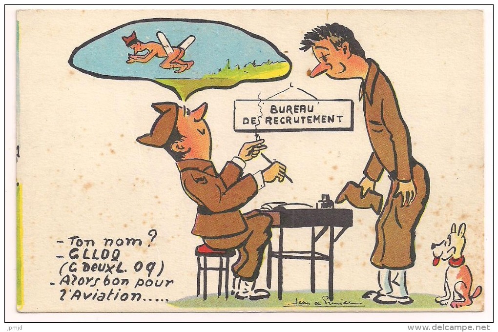 Ton Nom - GLLOQ - Alors Bon Pour.l'aviation - Recrutement Militaire Soldat Chien - Illustrateur Jean De Preissac - Preissac