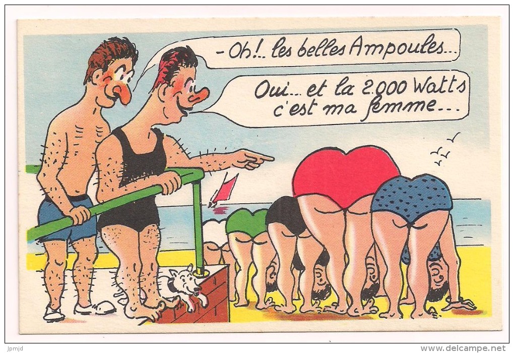 Oh ! Les Belles Ampoules - Plage Culture Physique Humour Chien - Illustrateur Jean De Preissac Humour - Preissac