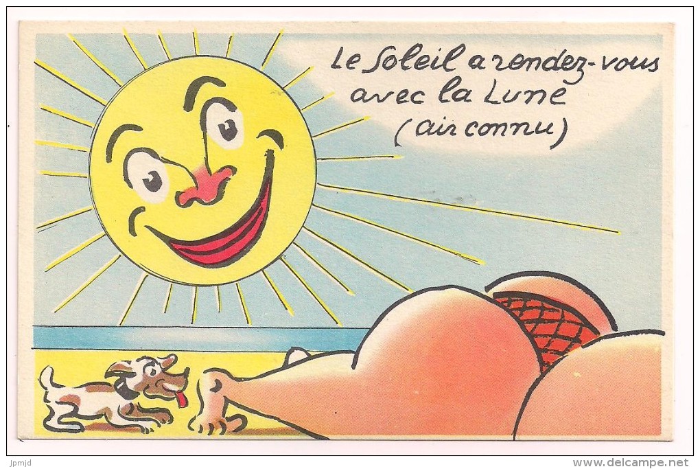 Le Soleil A Rendez-vous Avec La Lune - Plage Humour Chien Chanson - Illustrateur Jean De Preissac - Preissac