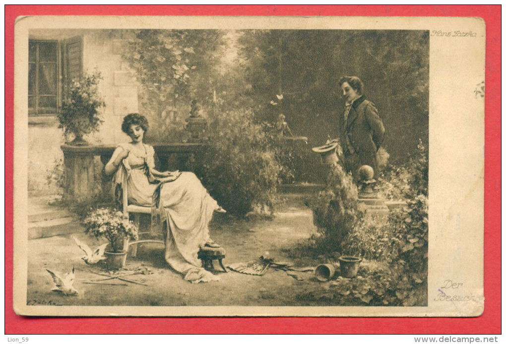 152479 / Austria Italy Art Hans ( Ronsard ) Zatzka - DER BESUCH , VISIT MAN WOMAN BIRD DOVE , BOOK - 3108 W.R.B.&Co - Zatzka