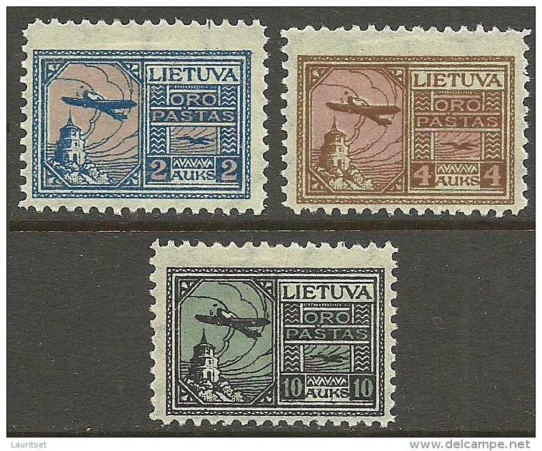 LITAUEN Lithuania 1922 Michel 121 - 123 * Flugpost Air Mail Air Planes - Lithuania