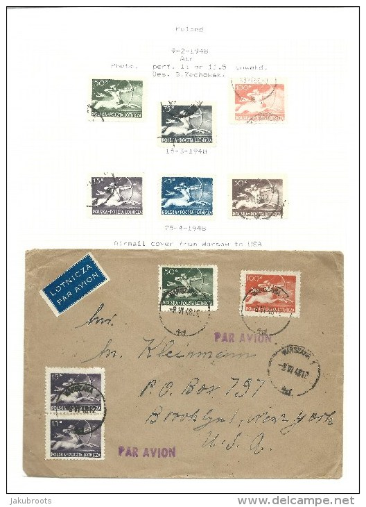 1948.AIRMAIL  COVER AND STAMPS. WARSAW --NEW  YORK. - Covers & Documents