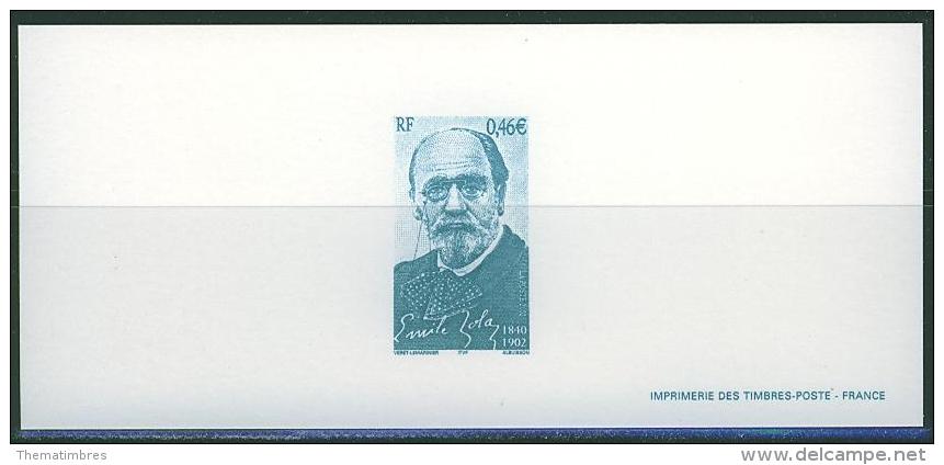 GRA3524 Emile Zola 3524 France 2002 Gravure Officielle - Writers