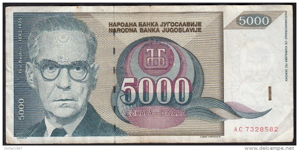 5000 / 5.000   Dinara Yugoslavia - Jugoslavija -Yougoslavie -  Joegoslavië  1992-AC 7328582 ...... Circulation - Yugoslavia