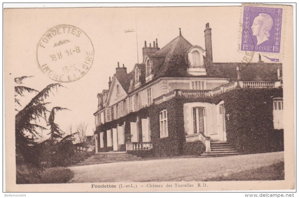 Cpa 37   Fondettes Château Des Tourelles  (circulé En 1945 ) - Fondettes