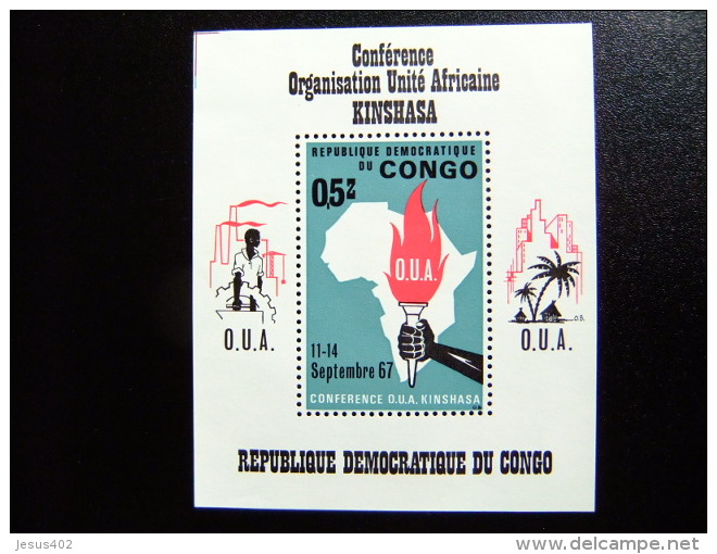 REPUBLIQUE DEMOCRATIQUE DU CONGO 1967 CONFERENCE UNION AFRICAINE Yvert Nº BLOC 21 ** MNH - Mint/hinged